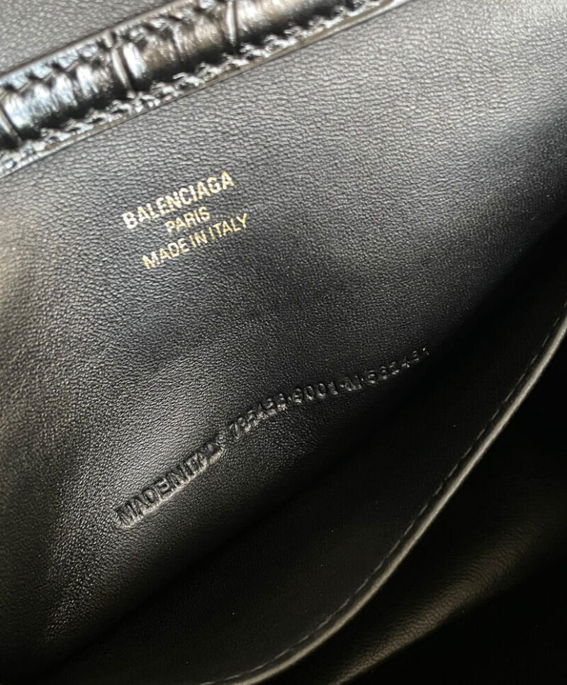 Balenciaga Rodeo Mini Handbag Crocodile Embossed Black